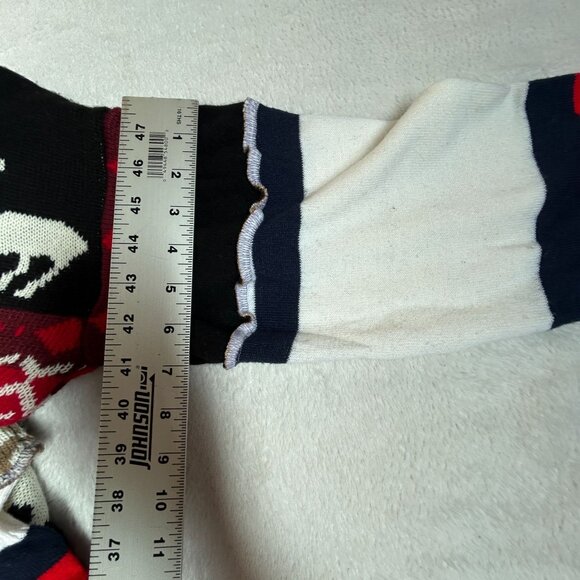 VonksArt Womens Reindeer Fair Isle Sweater Pullover Red Knit Holiday OOAK Artsy - Picture 7 of 8